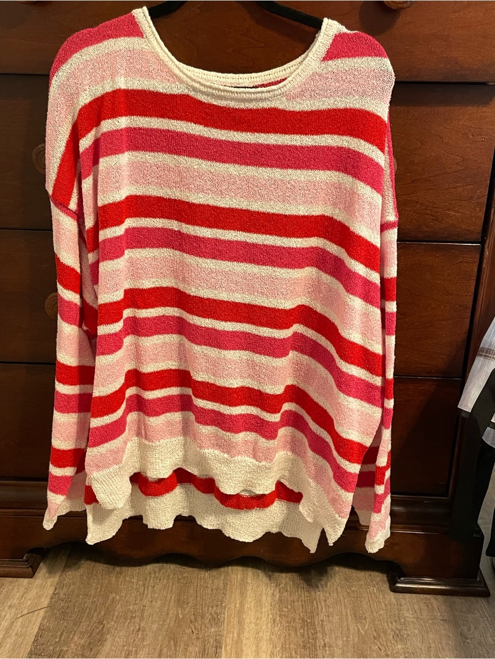 2x oversized boxy sweater knit top Haptics. Pink white red striped worn once $58